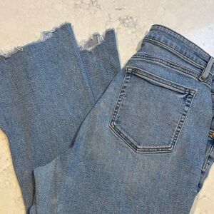 LOFT Frayed Hem Ankle Jeans in Light Blue